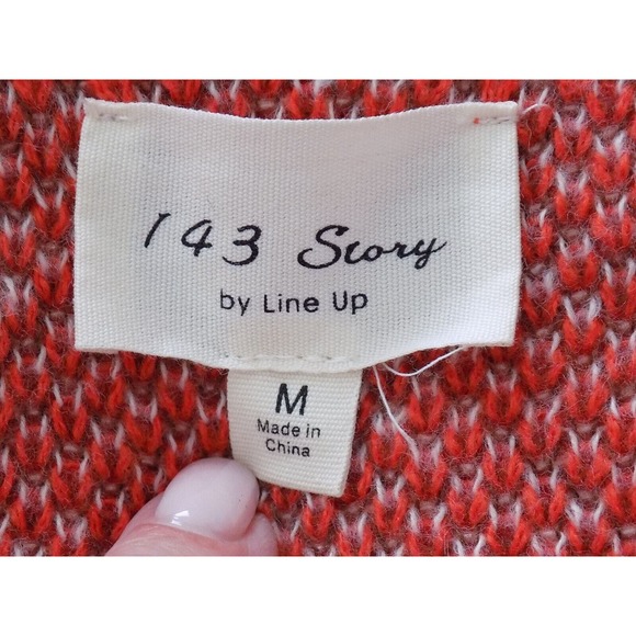 143 Story by Line Up sweater orange fringed cropped womens size Medium - Picture 8 of 14